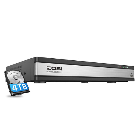 4K 16 Channel Network Video Recorder PoE NVR + 4TB Hard Drive