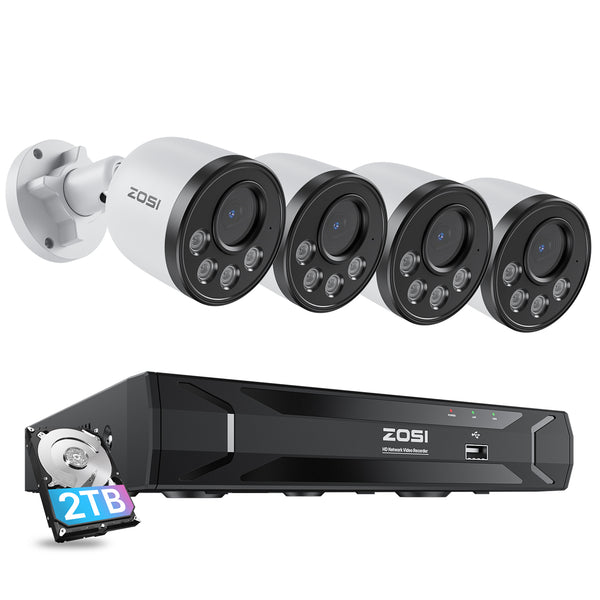 C180 4MP Security Camera System + 5MP 8-Channel PoE NVR + 2TB Hard Drive