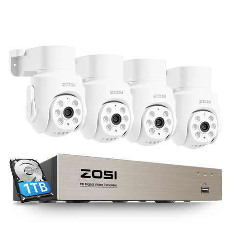 C280 2MP 8CH Pan Tilt Security Camera System + One Way Audio +  1TB HDD