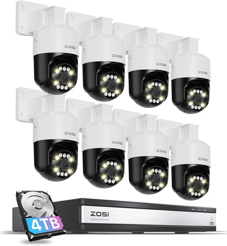 C296B 4K 16 Channel PTZ Security Camera System + 2-Bay PoE NVR + 4TB Hard Drive