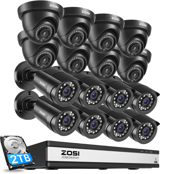 C106 & C419 16 Channel 1080P CCTV Security System + Up to 16 Cameras + 2TB Hard Drive
