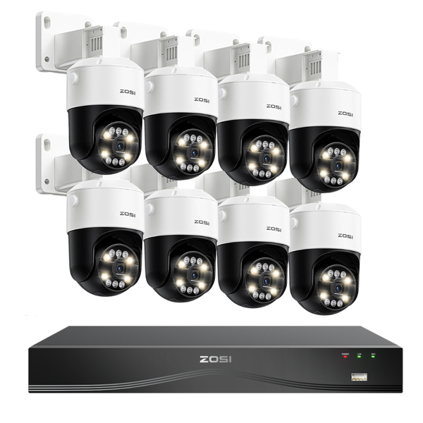 C296B 4K 16CH PTZ Security Camera System +2-Bay NVR(32-Camera Expandable) + 4TB Hard Drive