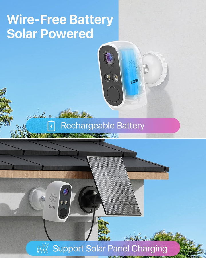 C1 Pro 2K Wireless WiFi Surveillance Camera with Solar Panel - ZOSI EU