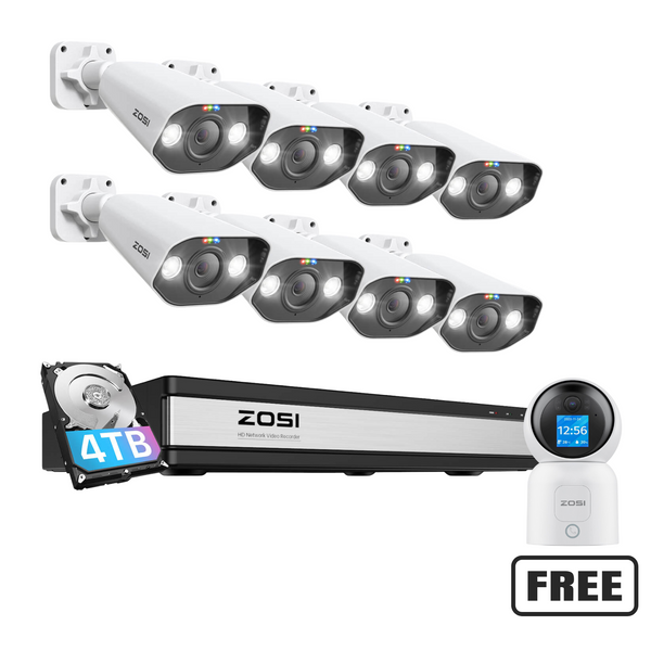 C182 5MP 8-Cam PoE Security System + 4K 16-Channel NVR + 4TB Hard Drive