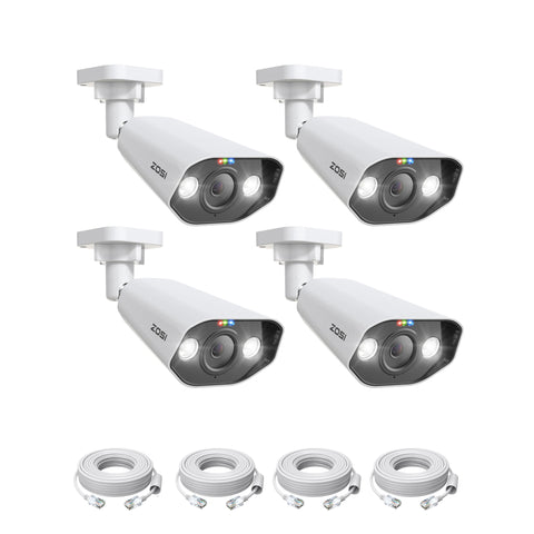 C182 4 Pack 5MP Add-on Bullet PoE Camera+60ft Ethernet Cable