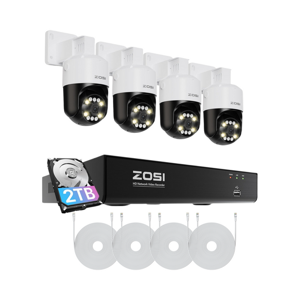 C296B 4K PTZ Security System + Up to 8 Cameras + 2TB Hard Drive